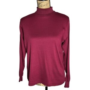 Vintage Simply Basic Dark Red Turtleneck Long Sleeve Shirt - XLarge